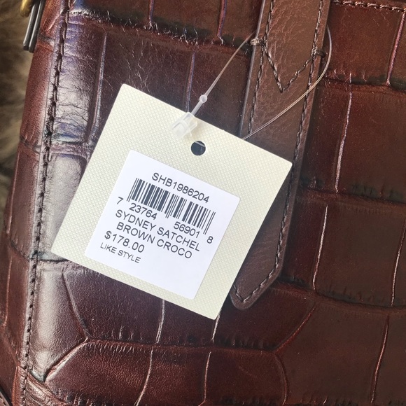 NWT 🛍 Fossil Brown Croco Leather Sydney Satchel - Picture 5 of 5